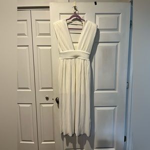 Sabina Musayev White Palomit Pleated Midi Dress